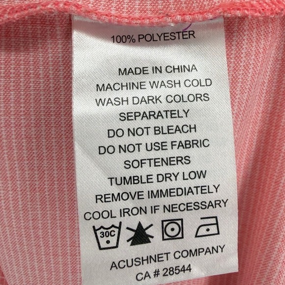 FootJoy Mens XL Polo Shirt Coral Pink Micro Grid HR Fly Fishing Logo Golf FJ - Picture 6 of 6
